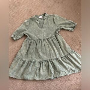 Olive green denim dress